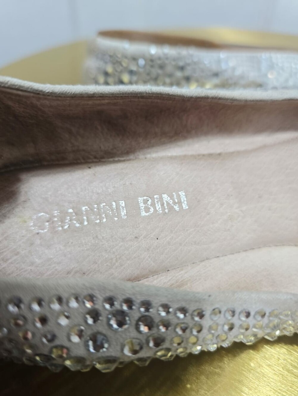 GIANNI BINI Ballet Flats Bling Silver Diamond Rhinestone Loafers 6M - Picture 7 of 7